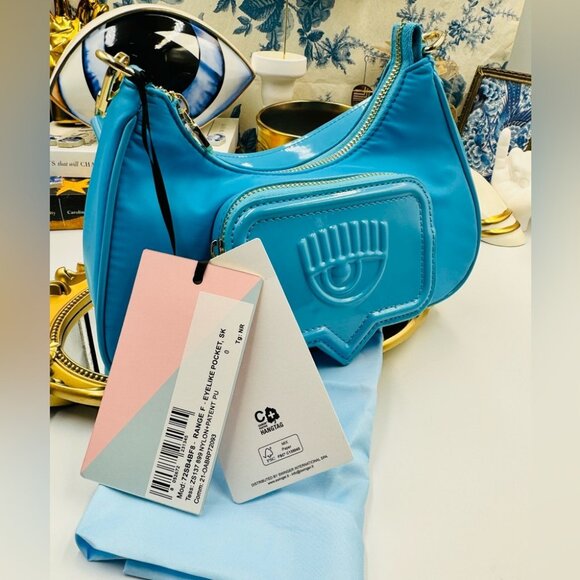 🆕 CHIARA FERRAGNI 🧿 NWT Vicky Eyelike Tote Bag - Borsa a Mano - Blue - Picture 14 of 16